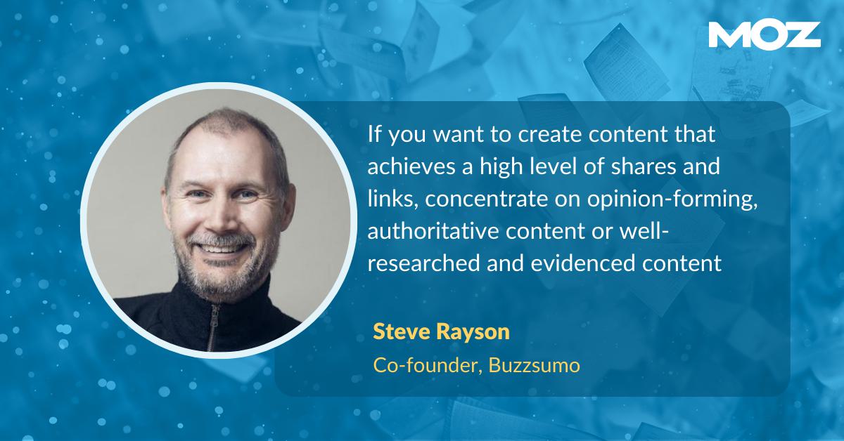 Quote from Steve Rayson on the importance of creating research-backed content.
