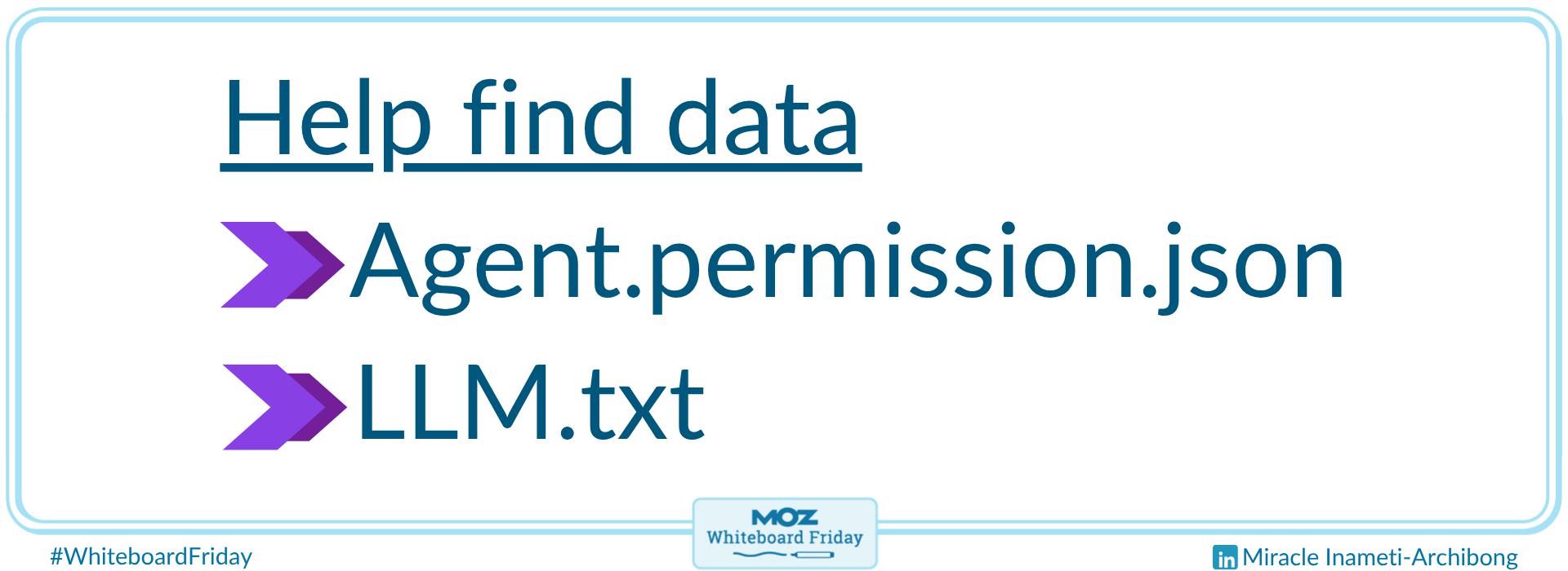 A zoomed-in section of the whiteboard outlining how to help LLMs find data on your site.