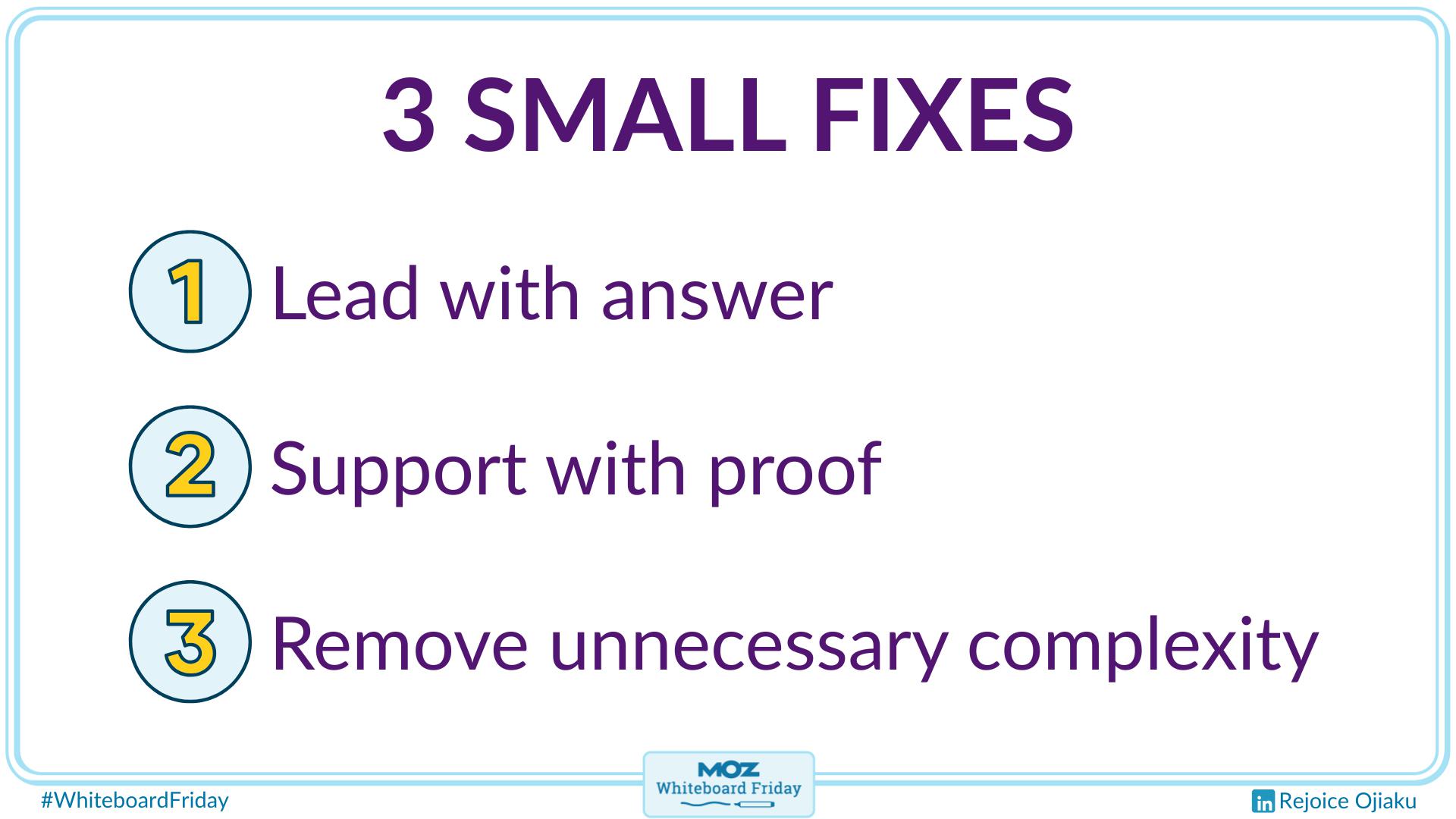Zoomed-in section of the whiteboard outlining 3 ways to fix your existing content.