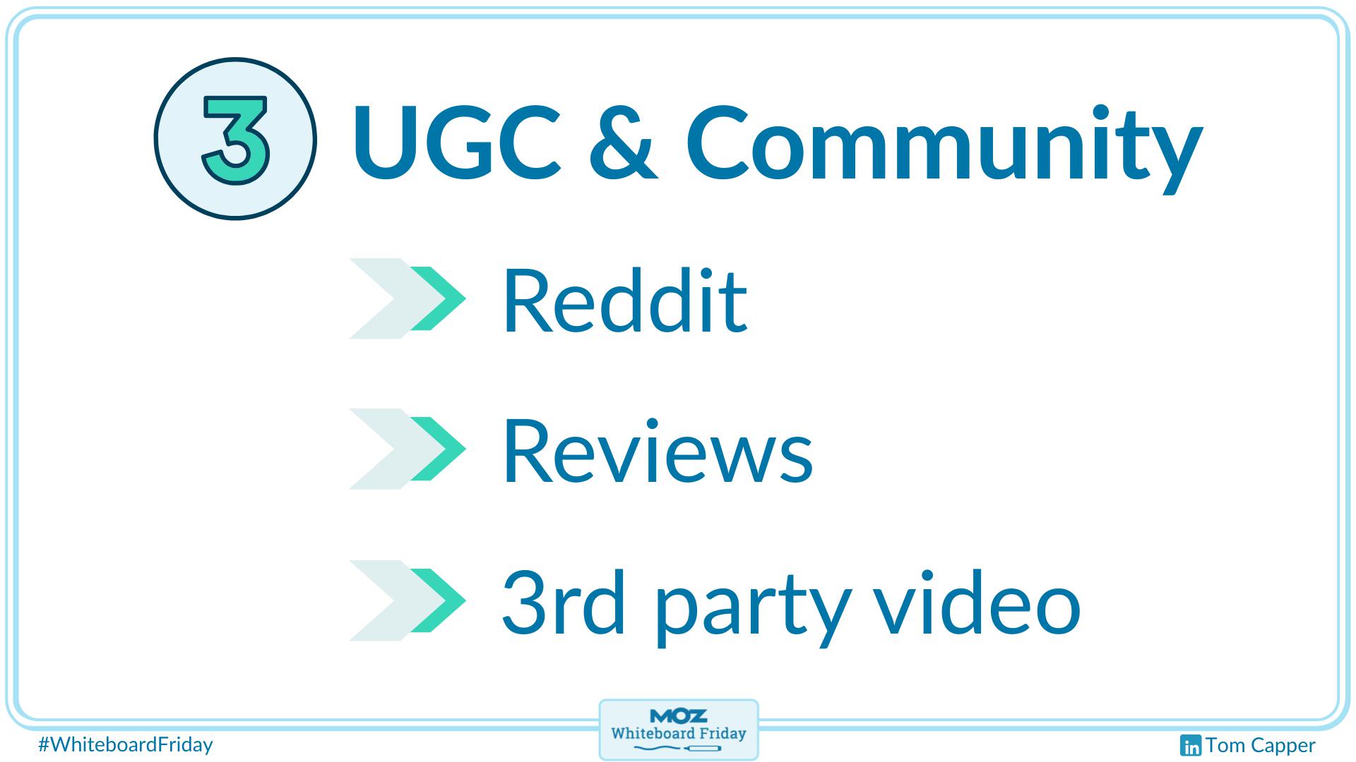A zoomed-in section of the whiteboard for UGC & Community.
