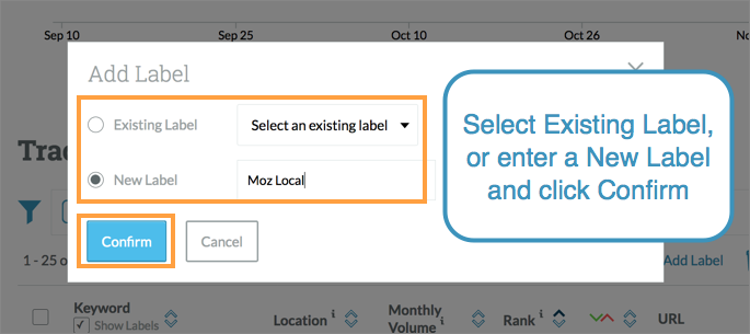 You can then select the label you'd like to use or create a new label.