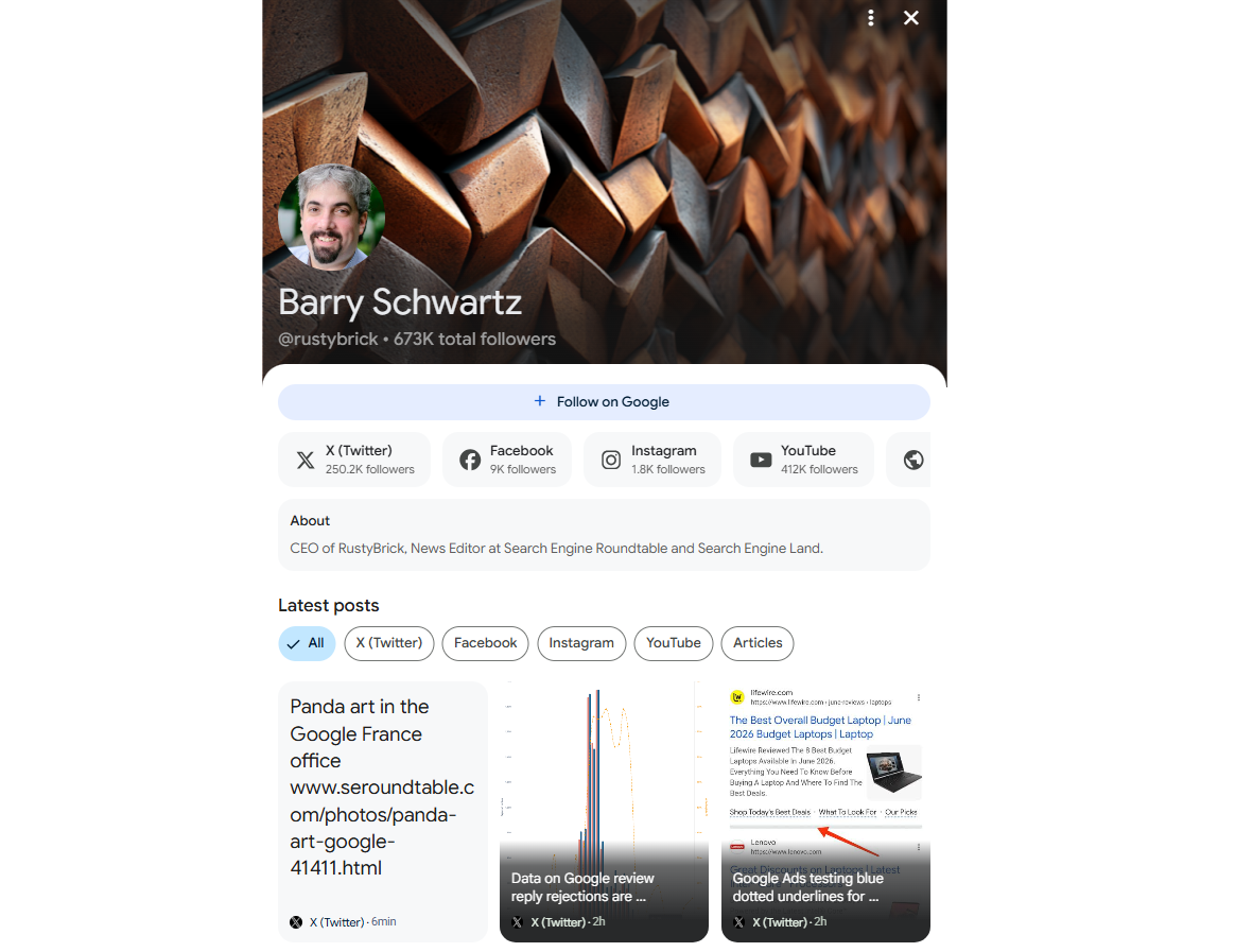 Google Creator Profile of Barry Schwartz