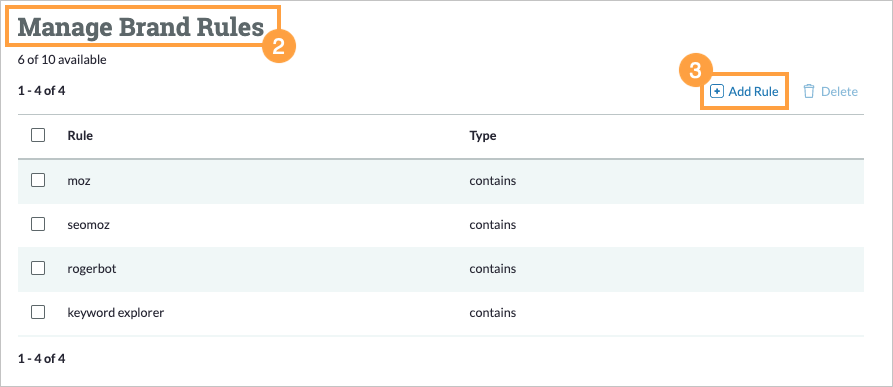 Scroll down to Manage Brand Rules and click "add rule."