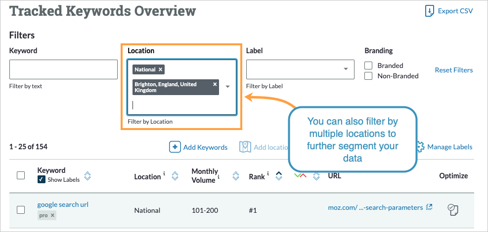 You can also add multiple location filters at once.