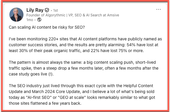 Lily Ray on the downside of content automation
