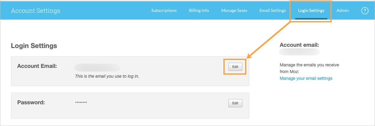 From login settings you can edit the email address associated with your account by clicking edit.