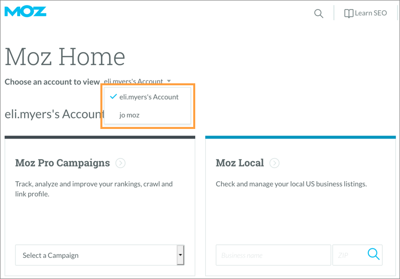 Moz Access Multiple accounts